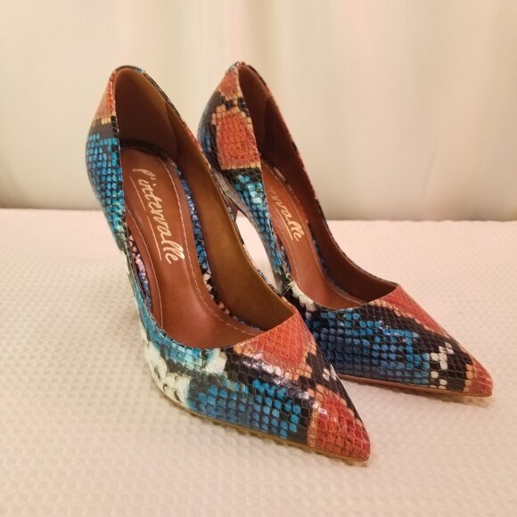 L'INTERVALLE: High Heel Pumps Pink & Aqua Python - Picture 6 of 10